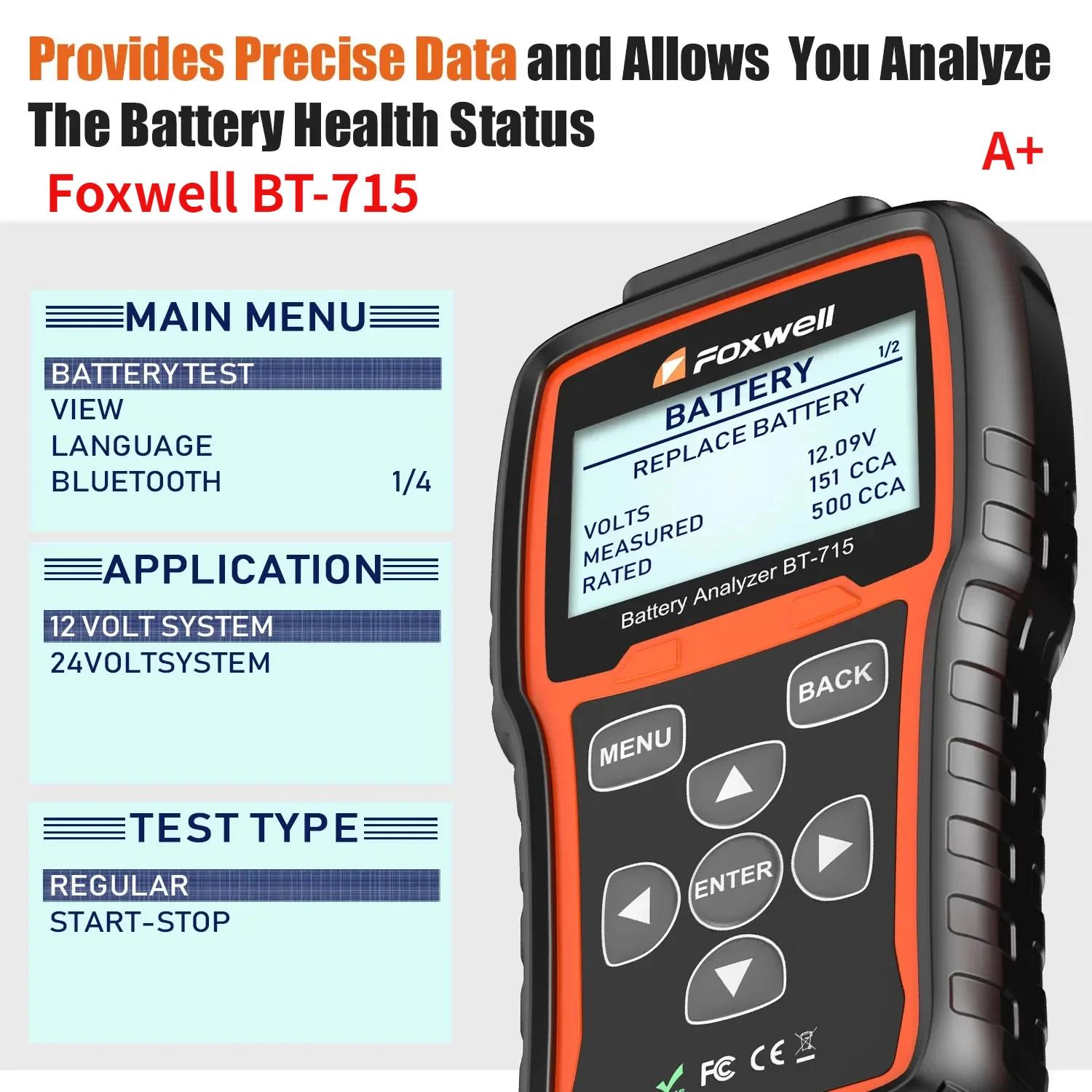 A + Foxwell ڵ ͸ м, 12V  24V AGM / EFB ÷ ÷Ʈ ͸ ׽, BT715 ٱ ü, Foxwell BT-705